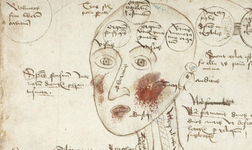 Medieval illustration of a human head