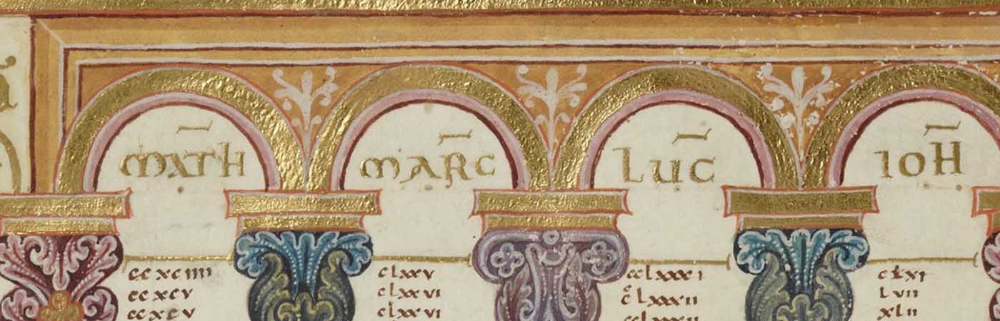 Golden arches page detail from a medieval book